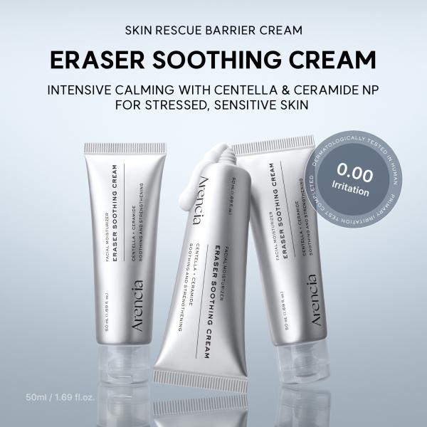 Eraser Soothing Cream, Lightweight Barrier Moisturizer with Centella &amp; Ceramide NP for Hydration &amp; Calm-Looking Skin, 1.69 fl. oz.