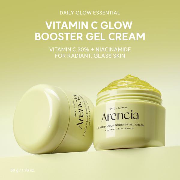 Vitamin C Glow Booster Gel Cream, Lightweight Brightening Gel Moisturizer for Even Tone &amp; Radiant Skin, 1.76 oz