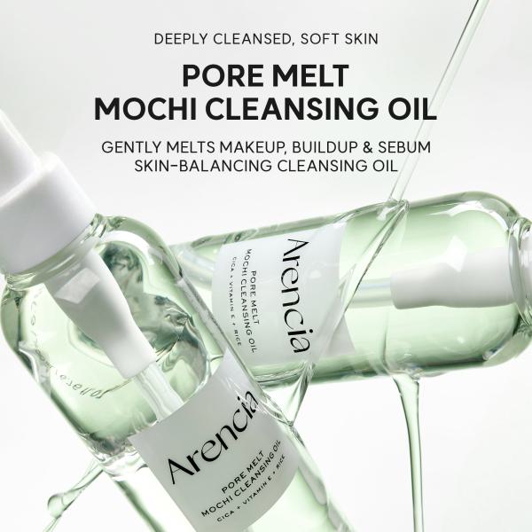 Pore Melt Mochi Makeup-Removing Cleansing Oil, Non-Comedogenic, Rice Amino Acids HD, Vitamin E, Cica, &amp; Ceramide, 6.76 fl oz