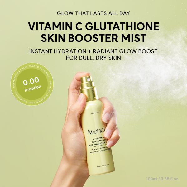 Vitamin C Glutathione Skin Booster Mist, Instant Hydration &amp; Radiant Glow Facial Spray, Makeup-Friendly, Ceramide &amp; Antioxidant Care, 3.38 fl oz