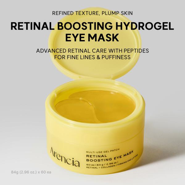 Retinal Boosting Eye Mask Patch – Depuffing Hydrogel Eye Masks with Retinal &amp; Peptides for Under Eye Bags, Fine Lines &amp; Smile Lines | 60 Patches (2.96 oz)