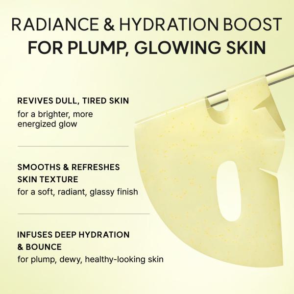 Vita Collagen Radiance Jello Mask, Cooling Gel Mask for Instant Glow &amp; Hydration with Vitamin C Complex, Glutathione &amp; Collagen, 4 Sheets