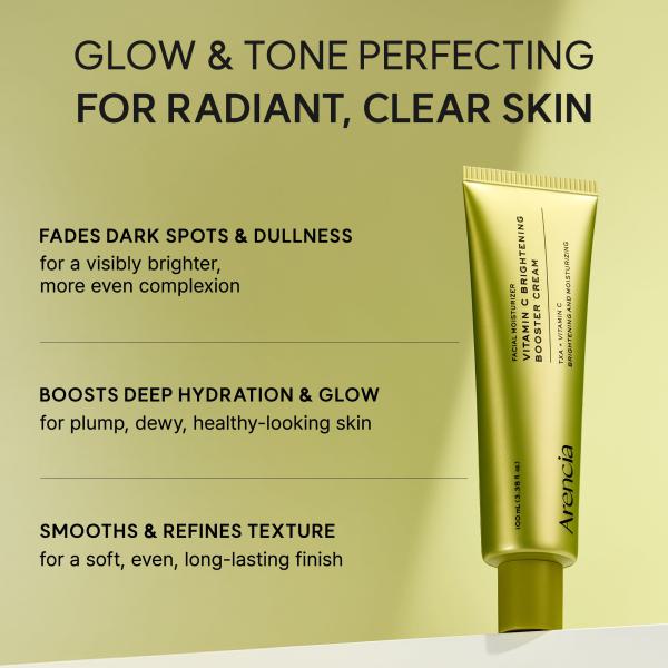 Vitamin C Brightening Booster Cream, Glow-Enhancing Moisturizer with Vitamin C, TXA &amp; Glutathione for Radiant, Glass Skin, 3.38 fl. oz.
