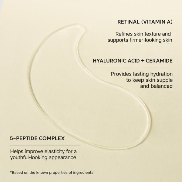 Retinal Boosting Eye Mask Patch – Depuffing Hydrogel Eye Masks with Retinal &amp; Peptides for Under Eye Bags, Fine Lines &amp; Smile Lines | 60 Patches (2.96 oz)