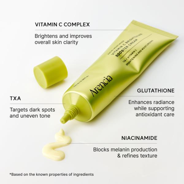 Vitamin C Brightening Booster Cream, Glow-Enhancing Moisturizer with Vitamin C, TXA &amp; Glutathione for Radiant, Glass Skin, 3.38 fl. oz.