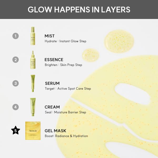 Vita Collagen Radiance Jello Mask, Cooling Gel Mask for Instant Glow &amp; Hydration with Vitamin C Complex, Glutathione &amp; Collagen, 4 Sheets