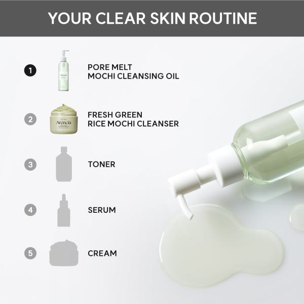 Pore Melt Mochi Makeup-Removing Cleansing Oil, Non-Comedogenic, Rice Amino Acids HD, Vitamin E, Cica, &amp; Ceramide, 6.76 fl oz