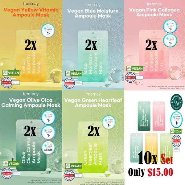 10X freemay Ampoule Mask Sheet Set