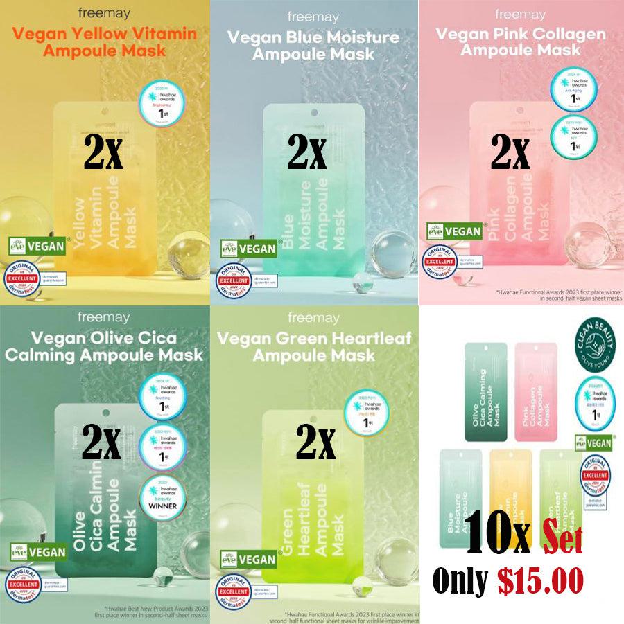 10X freemay Ampoule Mask Sheet Set