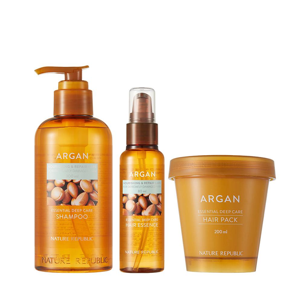 Argan Essential Deep Care Trio Set 4 (Shampoo, Hair Essence &amp; Hair Pack)
