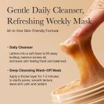 Calendula Rice Mochi Cleanser, Gentle Exfoliating Foam Wash for Sensitive, Dry, Rough Skin, 4.23oz / 120g