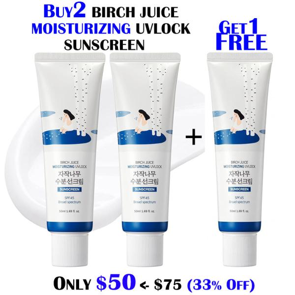 [ROUND LAB] [3X] Birch Juice Moisturizing UV LOCK SPF 45 Broad spectrum -1X FREE