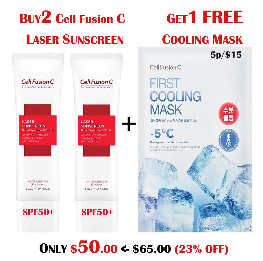 [Cell Fusion C] [2X] Laser Sunscreen SPF 50+ [1X] FREE First Cooling Mask 5p