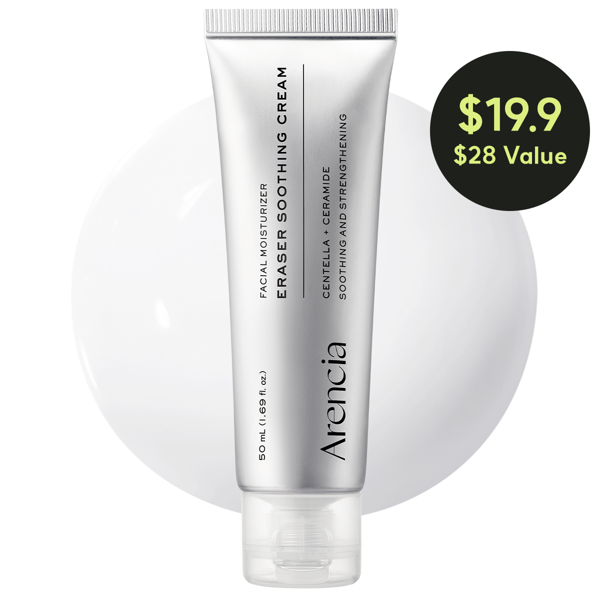 Eraser Soothing Cream, Lightweight Barrier Moisturizer with Centella &amp; Ceramide NP for Hydration &amp; Calm-Looking Skin, 1.69 fl. oz.