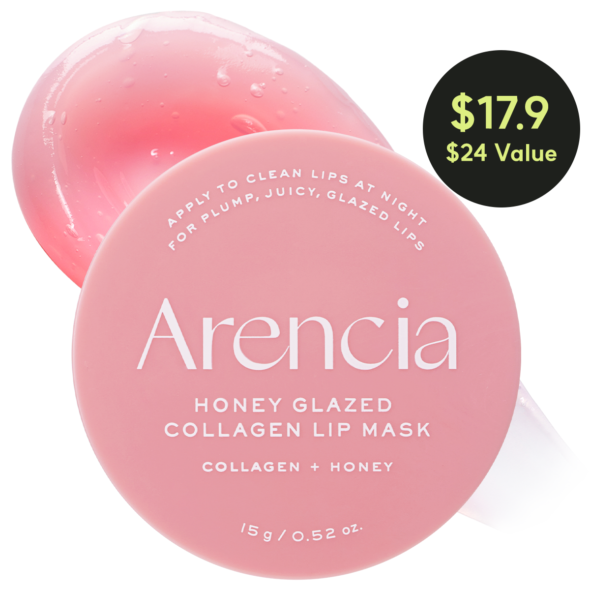Honey Glazed Collagen Lip Mask, Plump, Juicy Lips with Lasting Hydration, 0.52oz