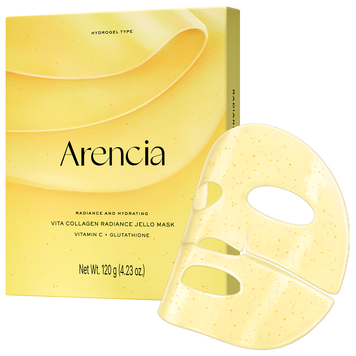 Vita Collagen Radiance Jello Mask, Cooling Gel Mask for Instant Glow &amp; Hydration with Vitamin C Complex, Glutathione &amp; Collagen, 4 Sheets
