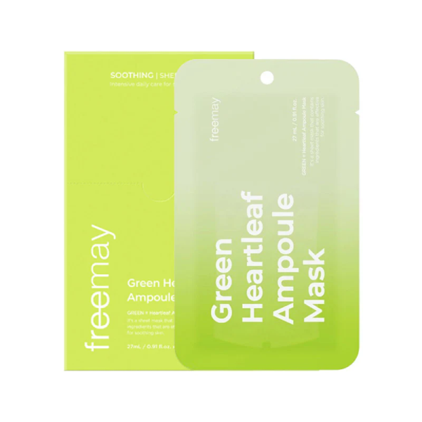 FREEMAY-Vegan Green Heartleaf Ampoule Mask sheets