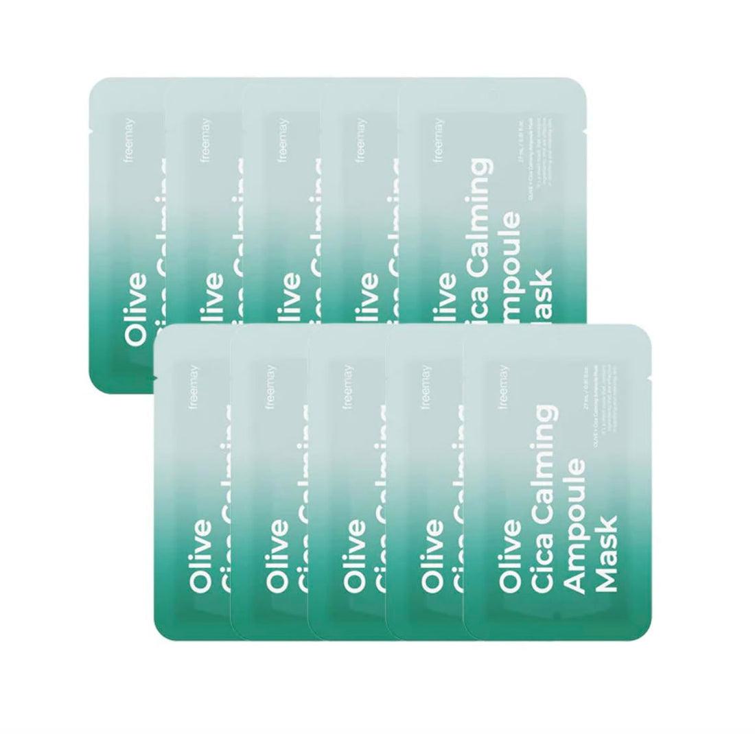 FREEMAY-Olive Cica Calming Ampoule Mask Sheets (10sheets)
