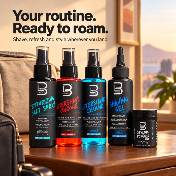 Travel Kit – Aftershave Cologne, Shaving Gel, Salt Spray &amp; Styling Powder