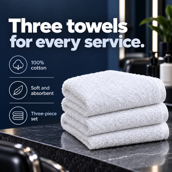 White Facial Towels - 3 Pc