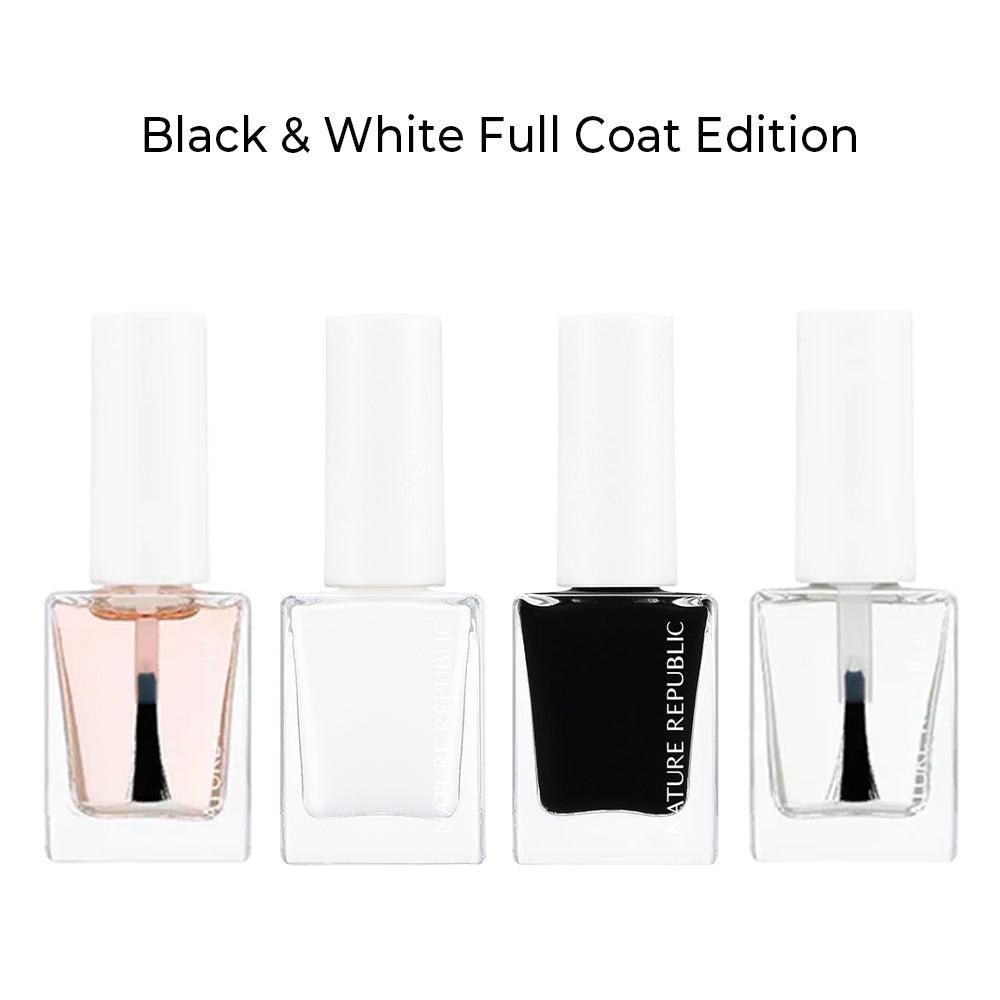 COLOR &amp; NATURE NAIL Black &amp; White FULL COAT EDITION (w/ NAIL GRADIENT SPONGE SET)