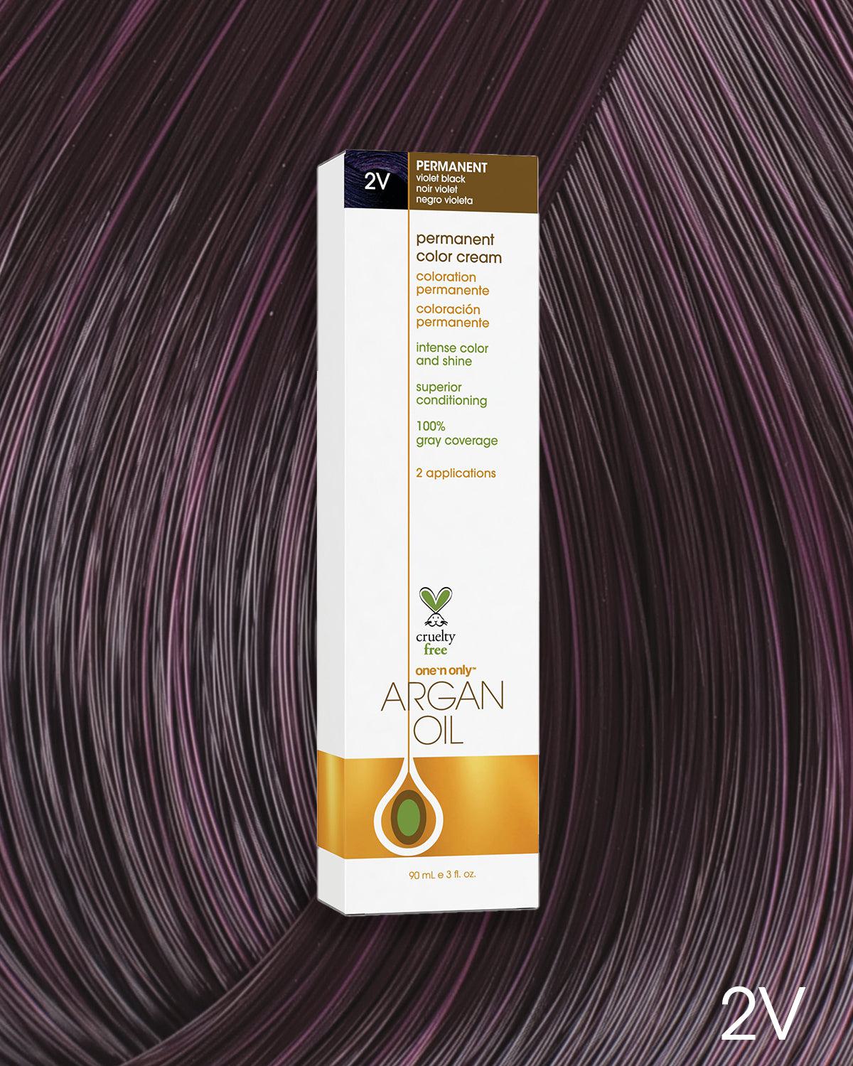 Argan Oil Permanent Hair Color 2V Violet Black