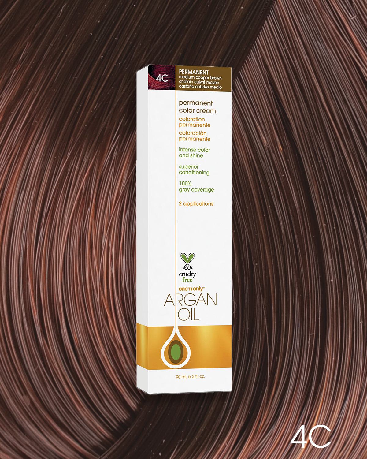 Argan Oil Permanent Hair Color 4C Medium Copper Brown