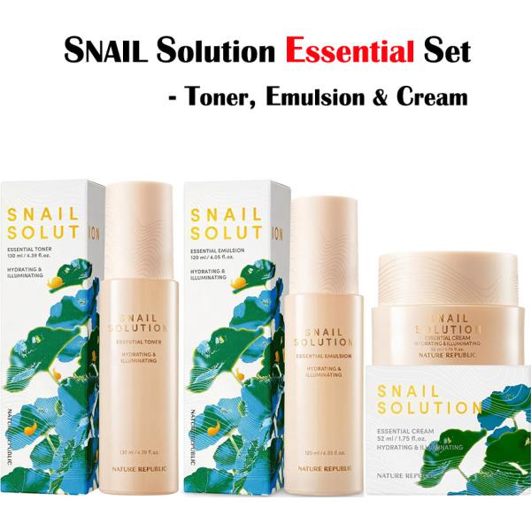 SNAIL SOLUTION ESSENTIAL SET ( Snail Solution Essential Toner , Emulsion &amp; Cream )