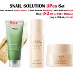 SNAIL SOLUTION ESSENTIAL SET ( Snail Solution Essential Emulsion &amp; Cream w/ FREE Anua Heartleaf Deep Cleansing foam 150ml