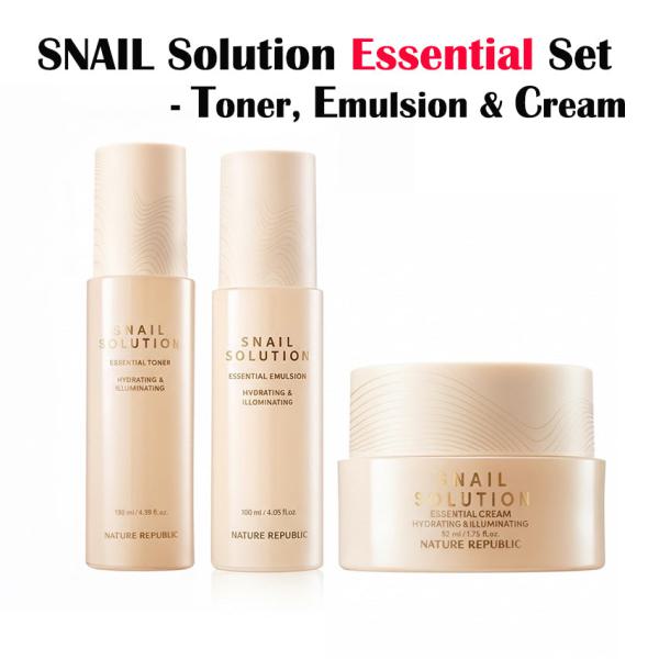 SNAIL SOLUTION ESSENTIAL SET ( Snail Solution Essential Toner , Emulsion &amp; Cream )