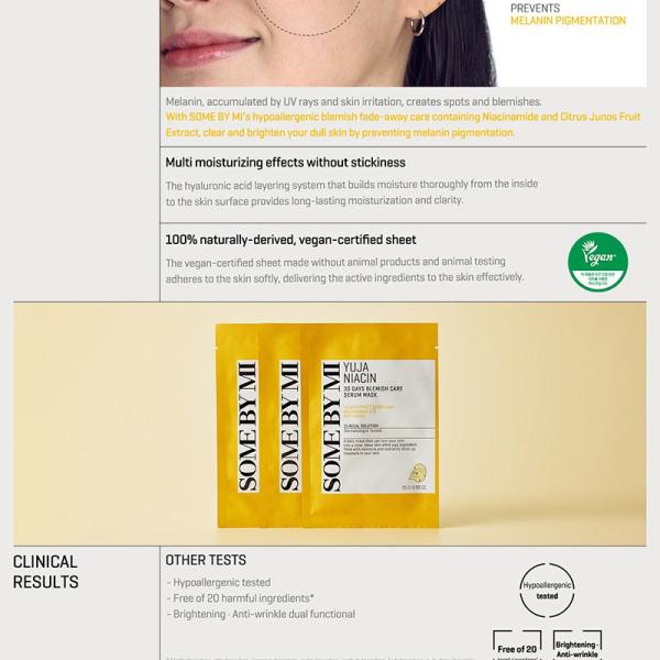 SOME BY MI Yuja Niacin 30 Days Blemish Care Serum Mask (10 Sheets)
