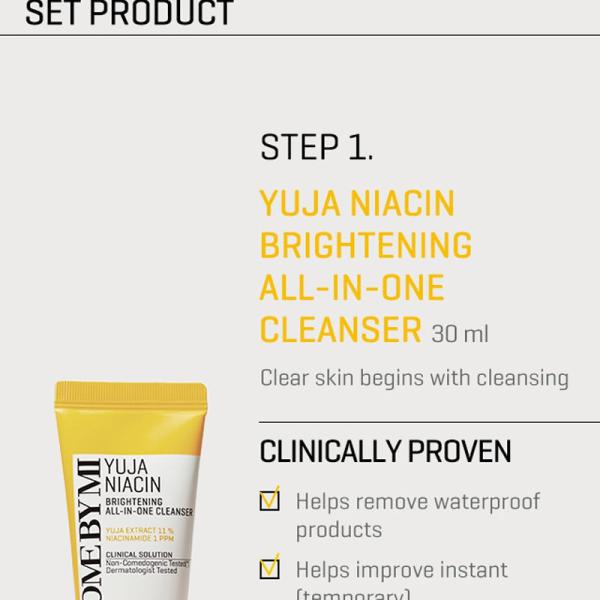 SOME BY MI Yuja Niacin Anti-Blemish Starter Kit Cleanser 30ml, Toner 30m