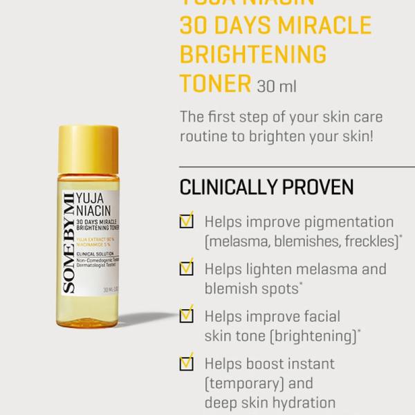 SOME BY MI Yuja Niacin Anti-Blemish Starter Kit Cleanser 30ml, Toner 30m