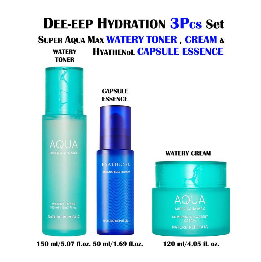 DEE-EEP HYDRATION 3PCS SET - WATERY TONER , CREAM &amp; CAPSULE ESSENCE