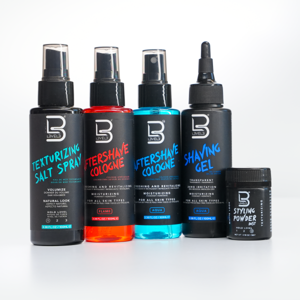 Travel Kit – Aftershave Cologne, Shaving Gel, Salt Spray &amp; Styling Powder