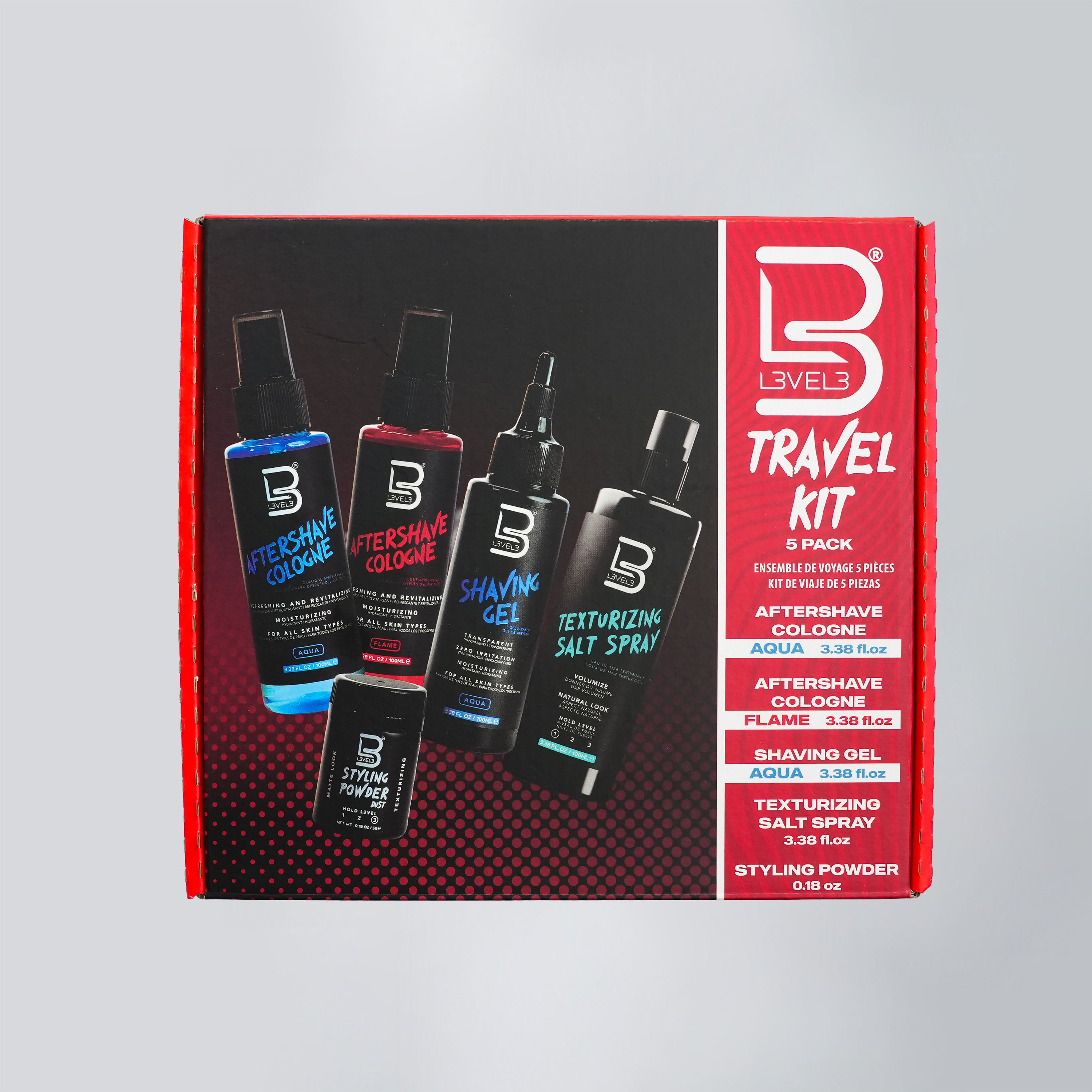 Travel Kit – Aftershave Cologne, Shaving Gel, Salt Spray &amp; Styling Powder