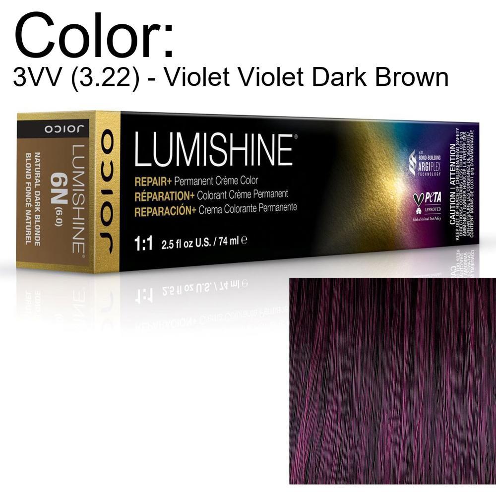 LumiShine Permanent Creme Color - 3VV (3.22) - Violet Violet Dark Brown / 2.5 oz. by Joico