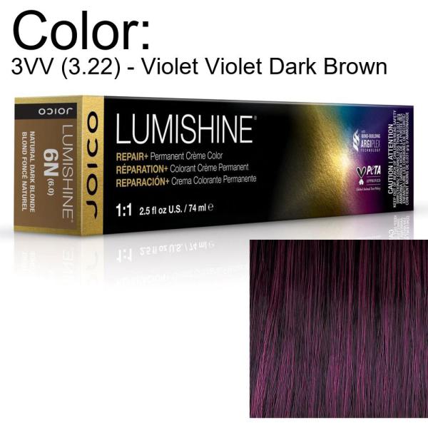 LumiShine Permanent Creme Color - 3VV (3.22) - Violet Violet Dark Brown / 2.5 oz. by Joico
