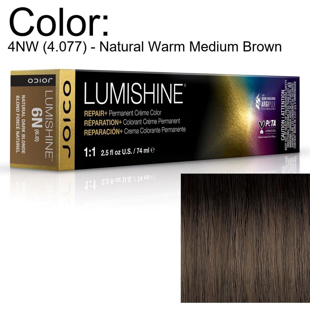 LumiShine Permanent Creme Color - 4NW (4.077) - Natural Warm Medium Brown / 2.5 oz. by Joico