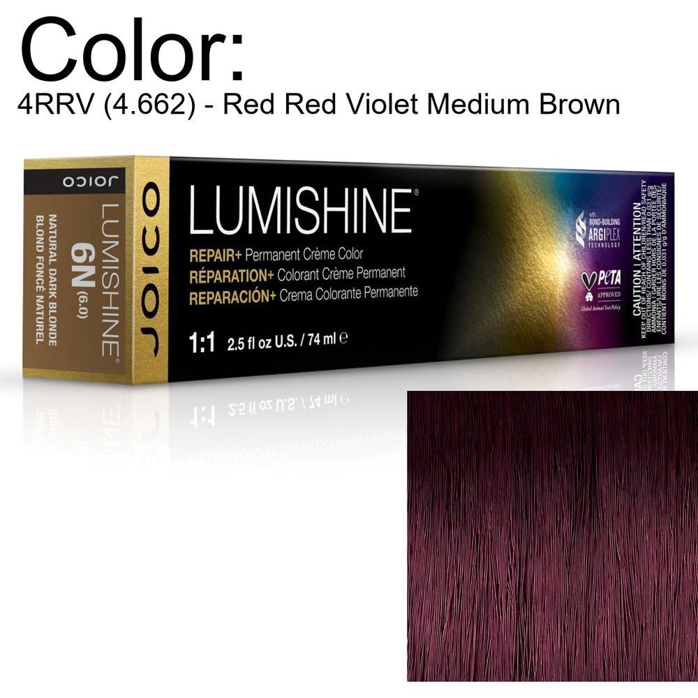 LumiShine Permanent Creme Color - 4RRV (4.662) - Red Red Violet Medium Brown / 2.5 oz. by Joico