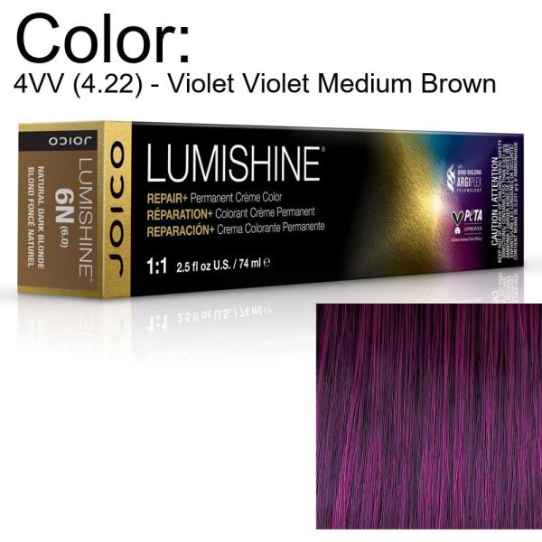 LumiShine Permanent Creme Color - 4VV (4.22) - Violet Violet Medium Brown / 2.5 oz. by Joico