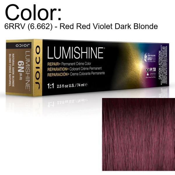 LumiShine Permanent Creme Color - 6RRV (6.662) - Red Red Violet Dark Blonde / 2.5 oz. by Joico