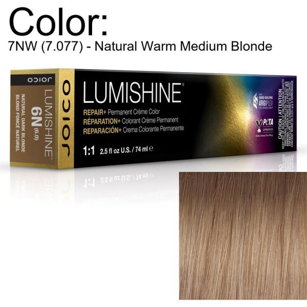 LumiShine Permanent Creme Color - 7NW (7.077) - Natural Warm Medium Blonde / 2.5 oz. by Joico