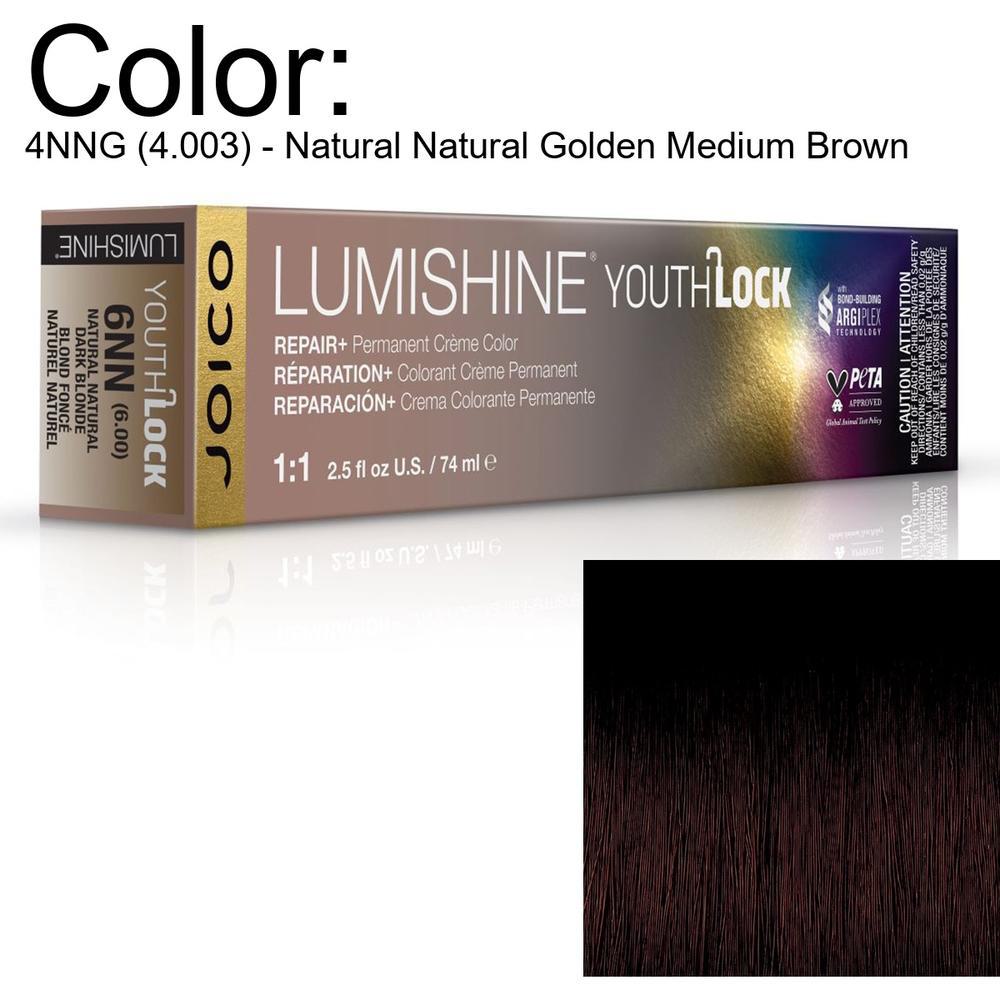 LumiShine YouthLock Permanent Creme Color - 4NNG (4.003) - Natural Natural Golden Medium Brown / 2.5 oz. by Joico