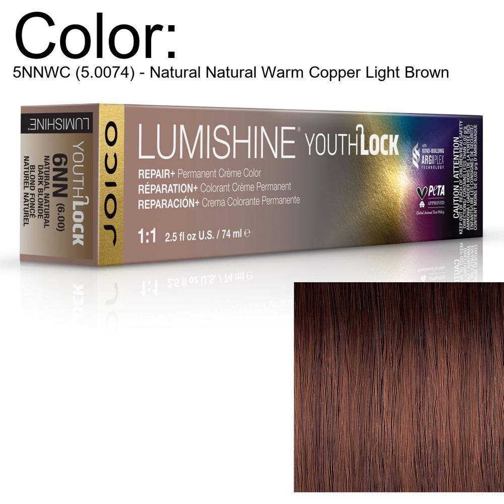LumiShine YouthLock Permanent Creme Color - 5NNWC (5.0074) - Natural Natural Warm Copper Light Brown / 2.5 oz. by Joico