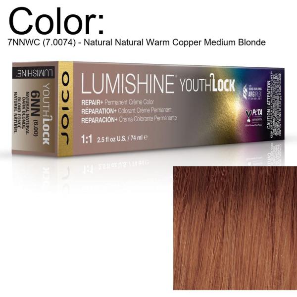 LumiShine YouthLock Permanent Creme Color - 7NNWC (7.0074) - Natural Natural Warm Copper Medium Blonde / 2.5 oz. by Joico