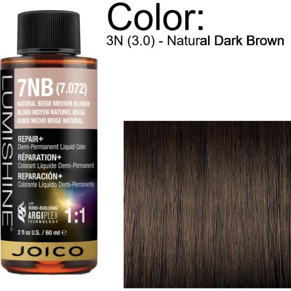 LumiShine Demi Permanent Liquid Color - 3N (3.0) - Natural Dark Brown / 2 oz. By Joico