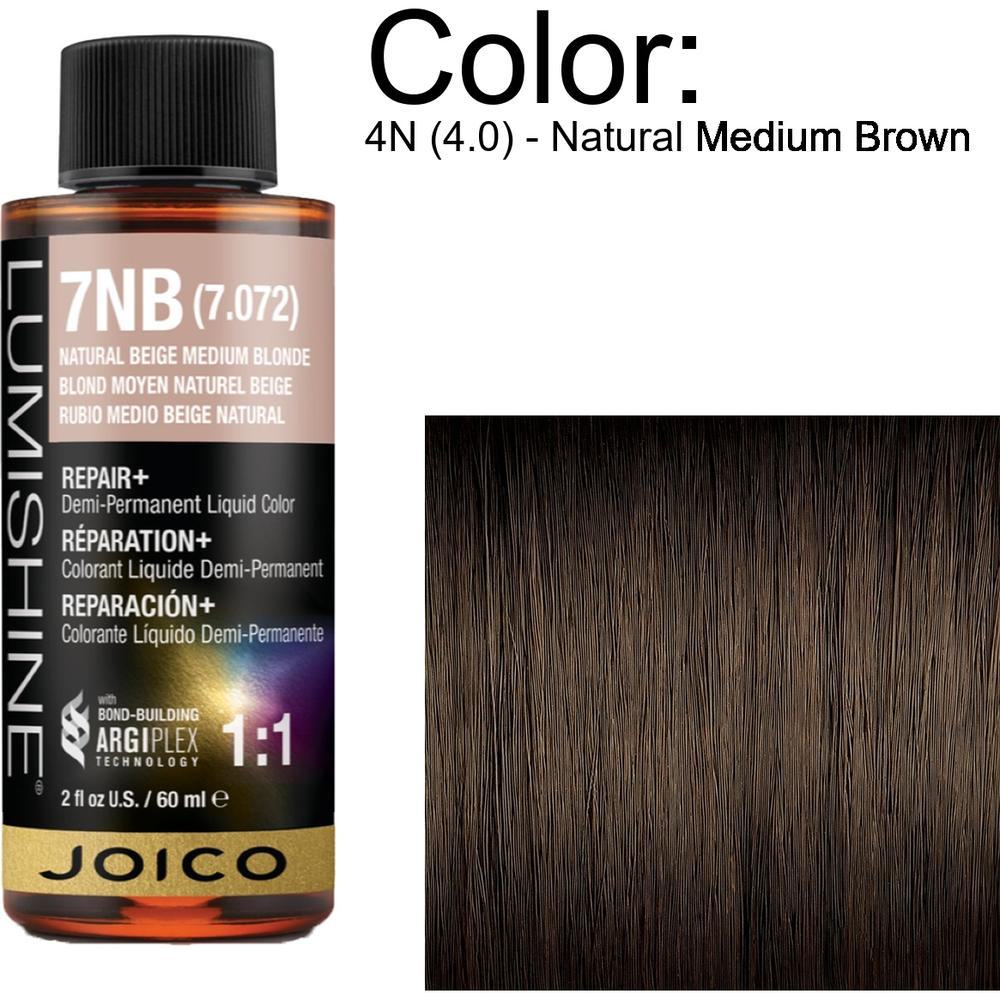 LumiShine Demi Permanent Liquid Color - 4N (4.0) - Natural Medium Brown / 2 oz. By Joico