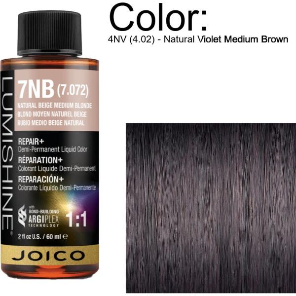 LumiShine Demi Permanent Liquid Color - 4NV (4.02) - Natural Violet Medium Brown / 2 oz. By Joico
