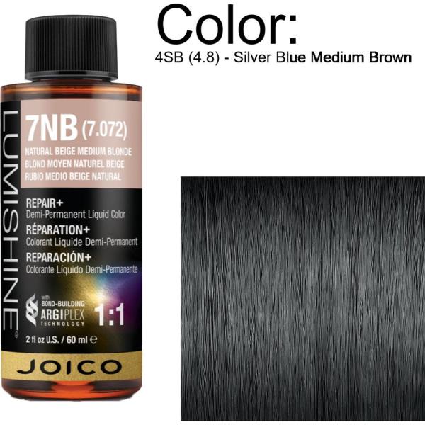 LumiShine Demi Permanent Liquid Color - 4SB (4.8) - Silver Blue Medium Brown / 2 oz. By Joico